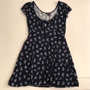 White/Blue Flowers Casual Dress